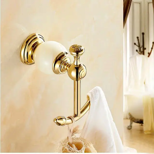 2 colors bathroom accessories wall mounted brass jade golden single robe hook clothes hooks decorative coat hooks 2215 - Decorative Coat Hooks 2 colors bathroom accessories wall mounted brass jade golden single robe hook clothes hooks decorative coat hooks 2215 - Decorative Coat Hooks