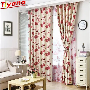 

Red Maple Blackout Curtains Orange Tulle Curtain 5x2.6 Valance 2x2.6 hook Window Treatment Panel Modern Leaf Fabrics Su283 *15