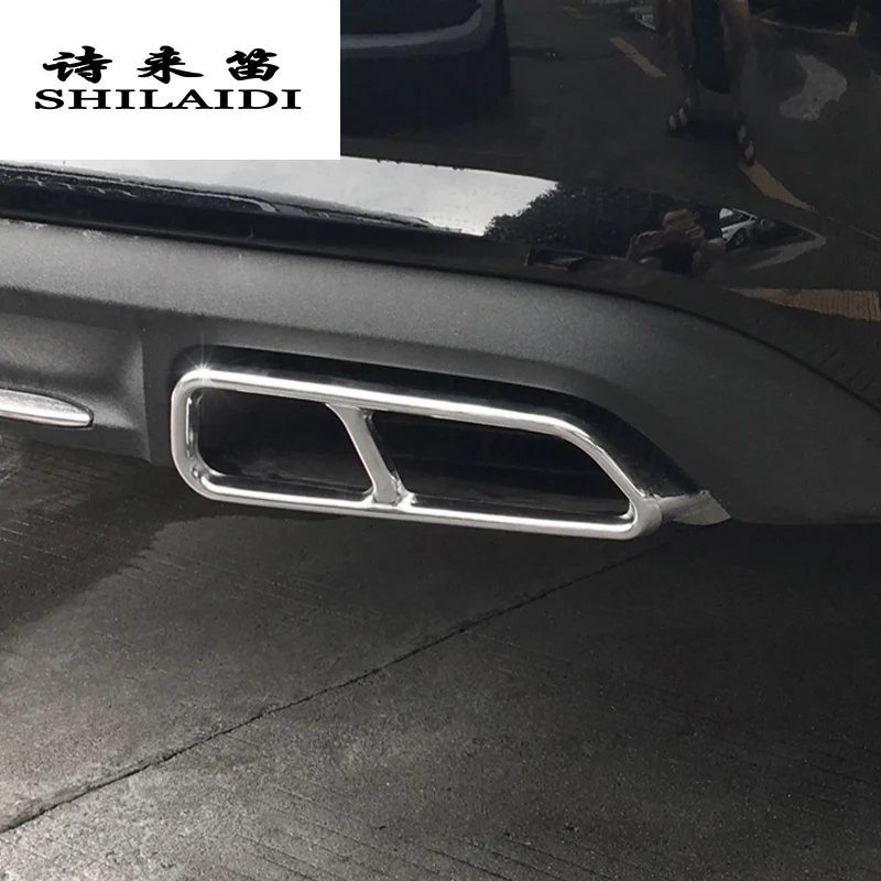 

Car Styling Automobiles Tail Throat Decor Frame For Audi Q7 Exhaust Pipe Trim Covers Stickers stainless steel Auto Accessories