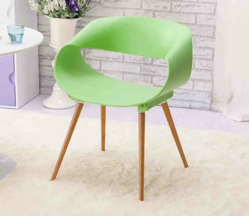 Простые Модные творческого досуга стул обеденный стул вечерние день Чай яркий красочный дизайн Пластик деревянный открытый офис - Цвет: A