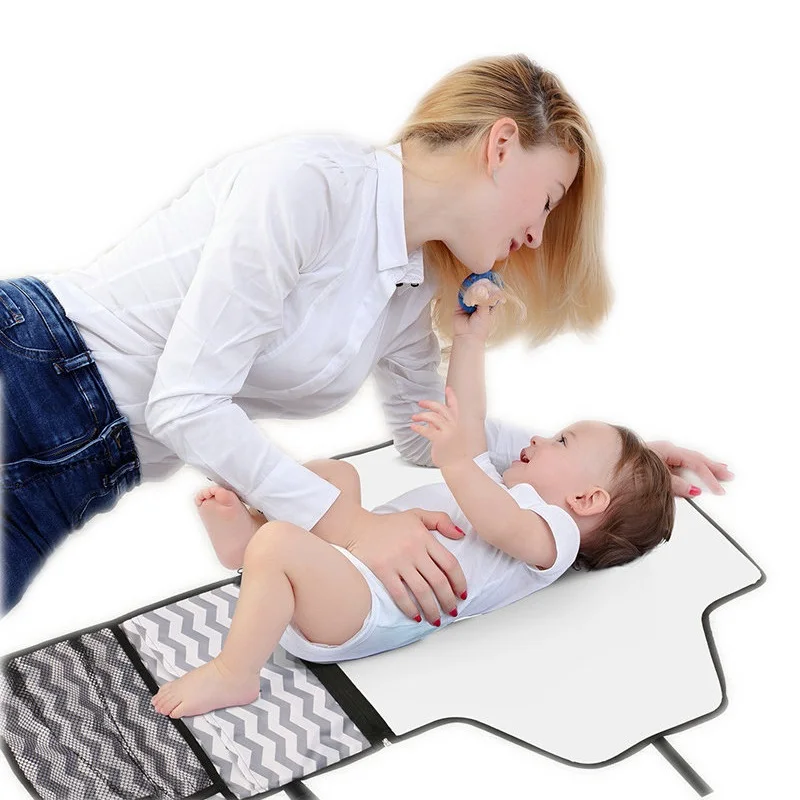 Portable Nappy Changing Mat - Waterproof Change Mat With Clutch Travel Changing Pad Organizer Baby Changing Kit With Bonus Loop For Toys Bpa Free