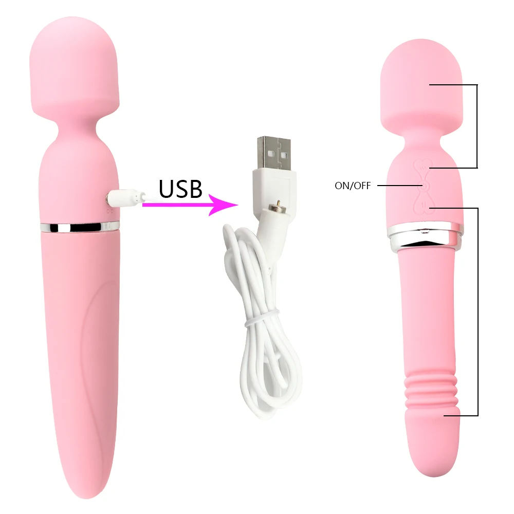 Surper Power Super Big Waterproof Double Head Vibrator Sex Toys for Woman Dildo Telescopic Massager Clitoris Stimulator