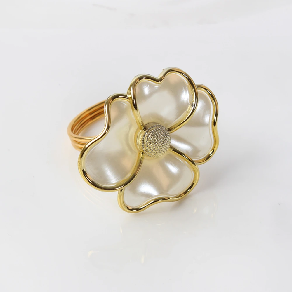 10 pçs moda guardanapo anel branco flores
