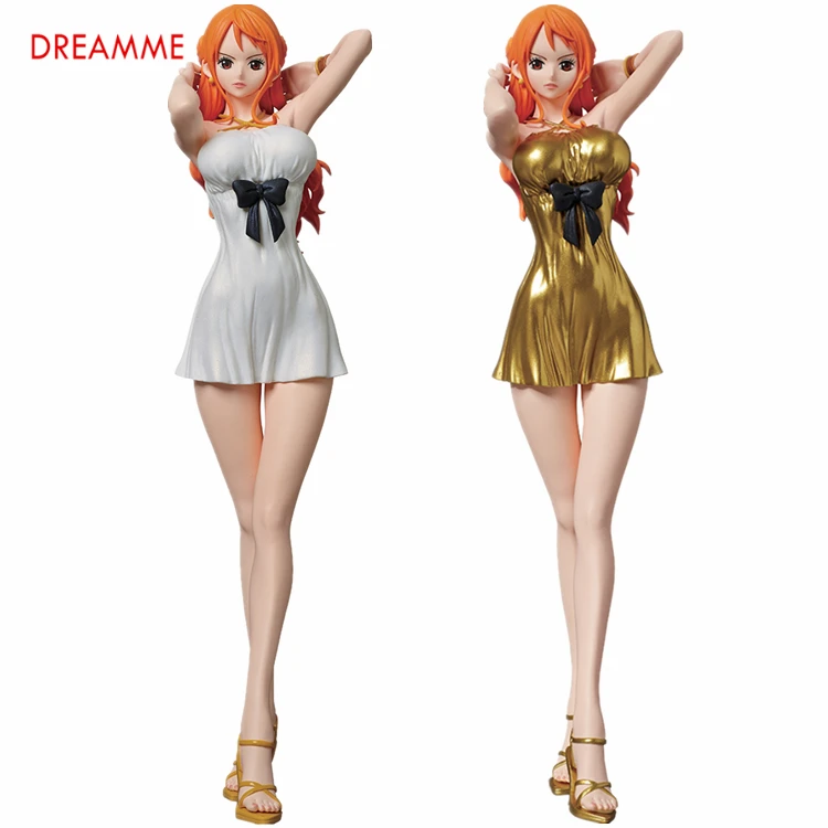 

One piece film gold formal dress nami model PVC 25cm box-packed japanese anime Action figure figurine world for gift 171103