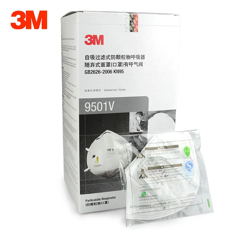 

25pcs/box 3M 9501V 9502V Dust Mask KN95 Particulate Respirator Anti-fog PM2.5 Anti influenza Dust-proof Safety Breathing Masks