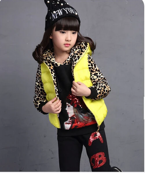 HOT 2016 Girls with thick suit Han edition fashion splicing cotton padded clothes in winter Warm