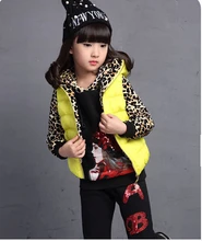 HOT 2016 Girls with thick suit Han edition fashion splicing cotton padded clothes in winter Warm
