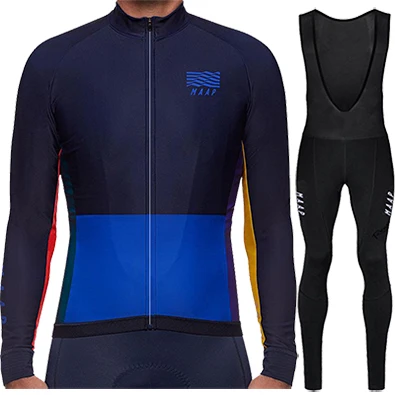 Traje de ciclismo engrosamiento de lana de invierno зимний теплый флисовый комплект Джерси с длинным рукавом для езды на велосипеде Зимние куртки для мужчин - Цвет: P05   SET