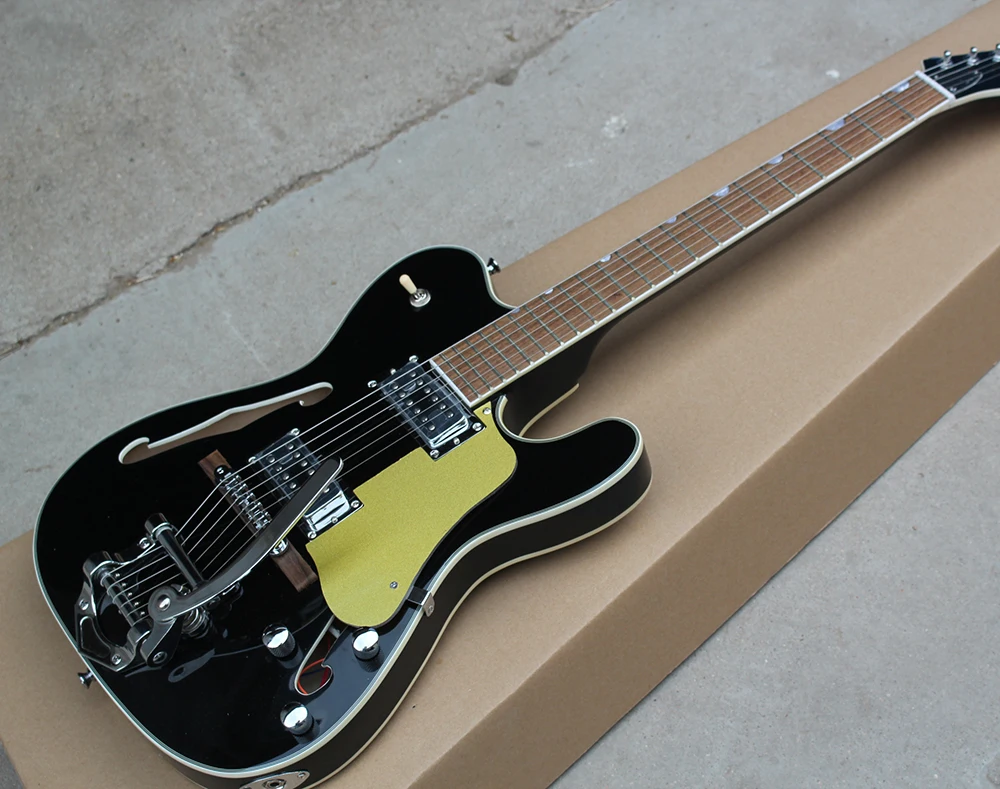

Factory Hot Semi hollow electric guitar rosewood with is black, or pickguard, material of chrome, providing customized services