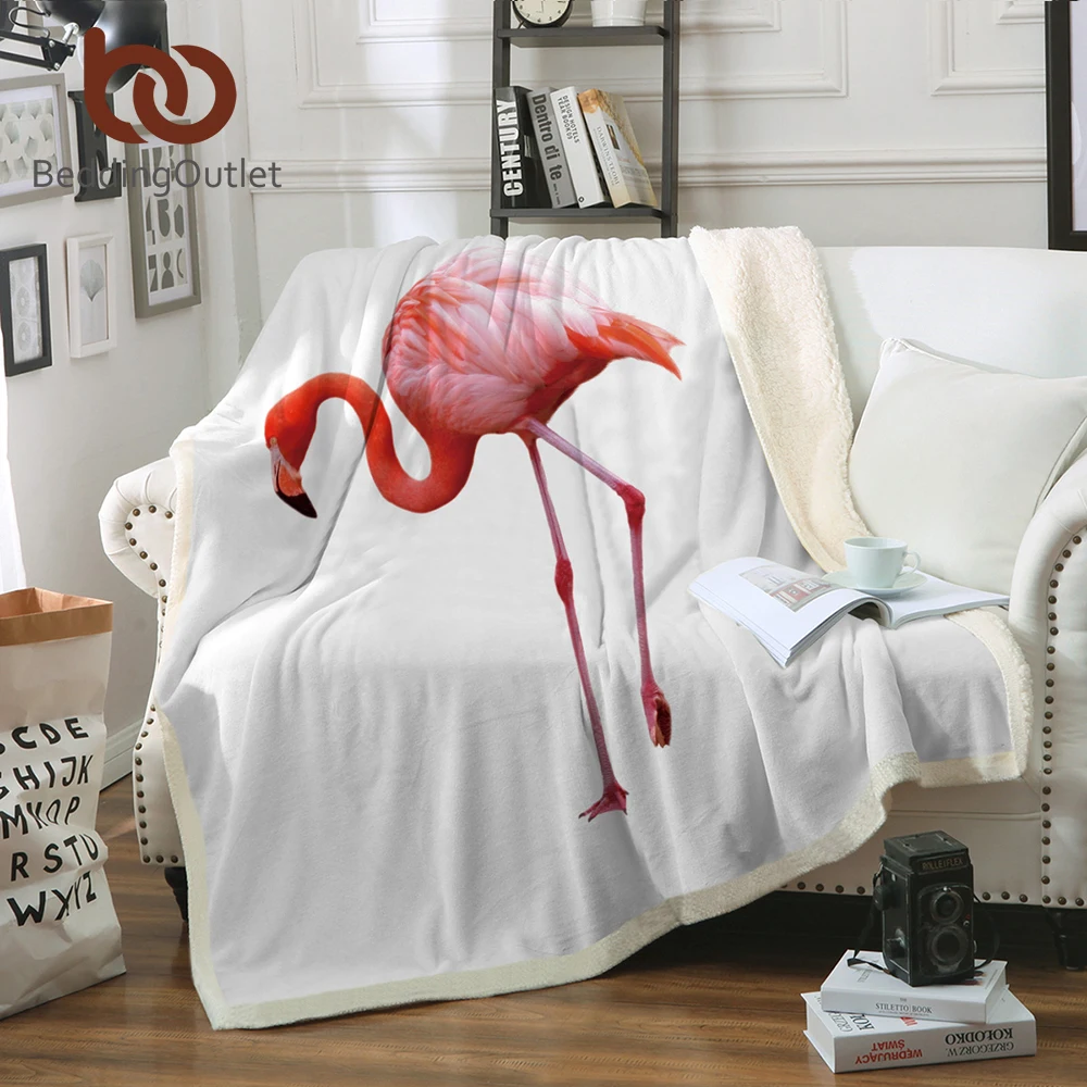 

BeddingOutlet Girly Velvet Plush Ultra Soft Throw Blanket Adorable Flamingo Pattern Sherpa Throw Blanket Animal Printed Washable