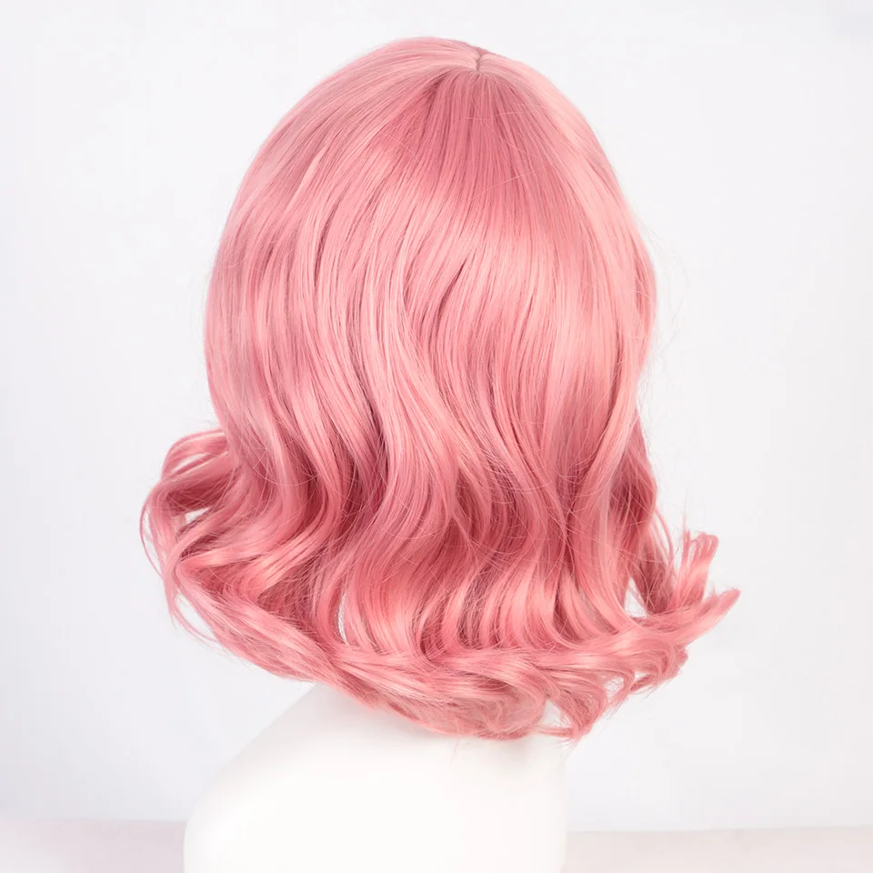 AISI BEAUTY фиолетовый розовый волна воды короткие синтетические парики для женщин накладные волосы с челкой термостойкие афро-американские - Цвет: pink
