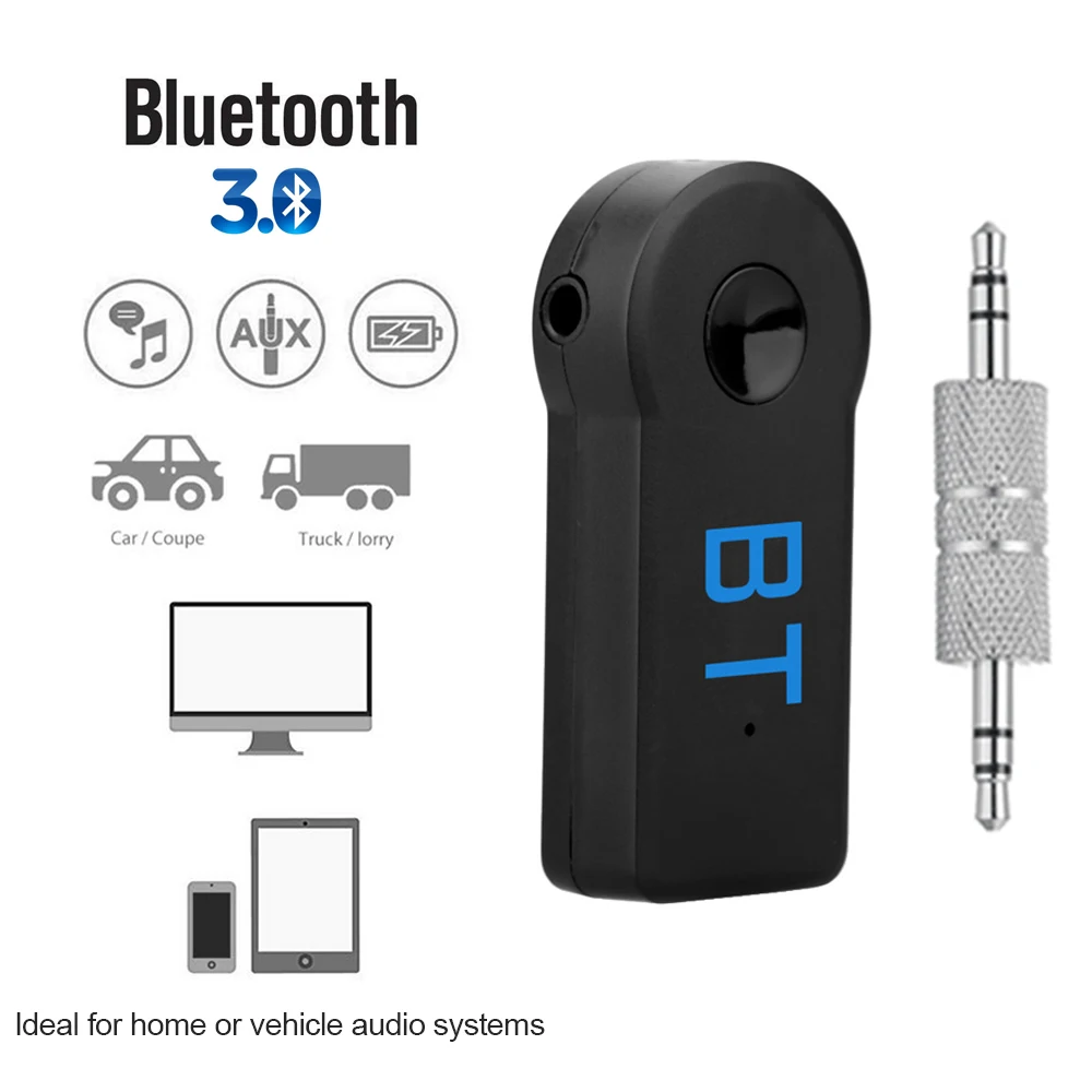 Portable Mini Bluetooth V3.0 Wireless Stereo Audio Music Receiver with Mic 3.5mm Plug Hands free