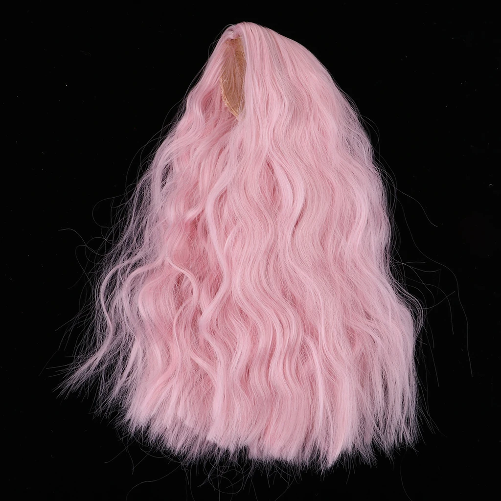 

1/4 Girl Doll Hair Long Wavy Wig Pink for BJD Pullip DZ MSD Doll DIY Making Accessories