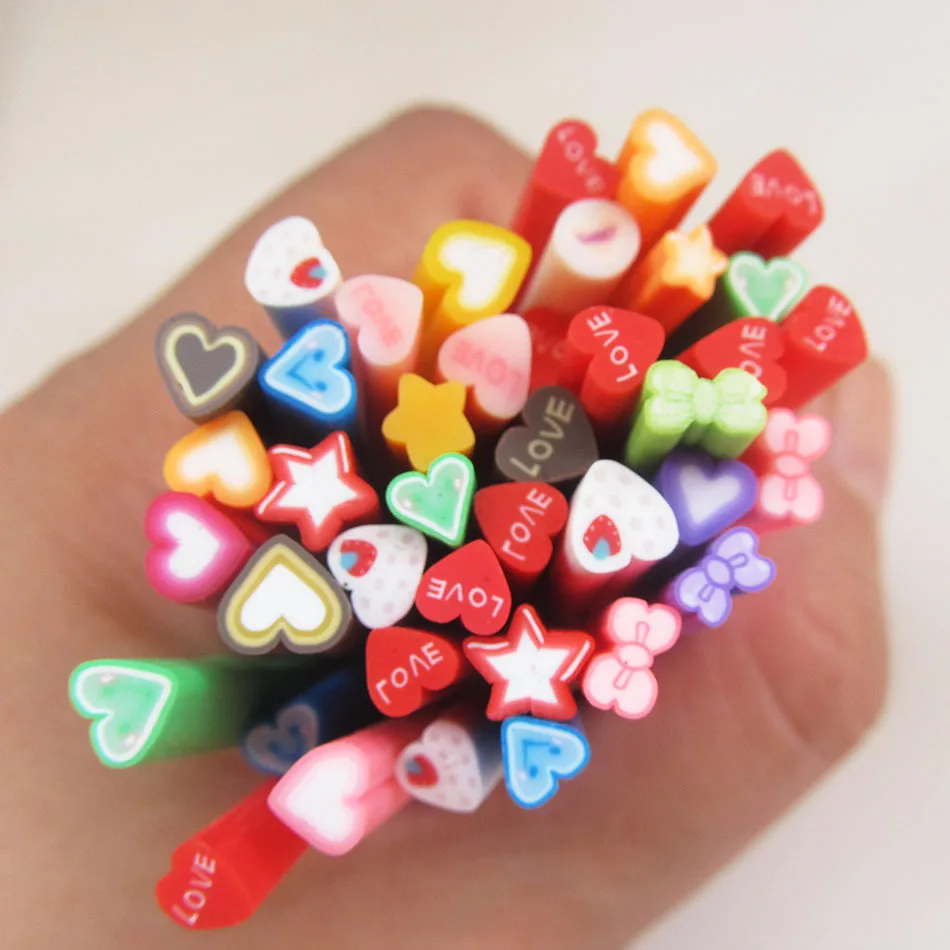 

Colorized 3d Bow Tie Star Heart Nail Art Fimo Canes 2015 New Arrival Cute Fashion Nail Decorations DIY F001