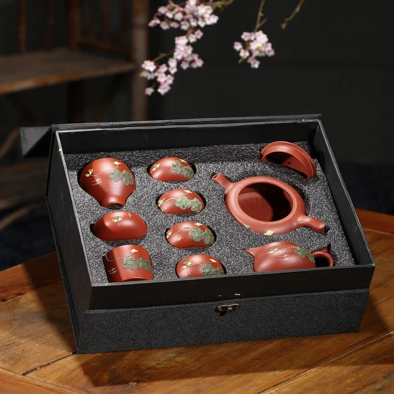 Yixing Рекомендуемая коробка вся ручная грязь zhu dahongpao Лотос пруд лунный чайник