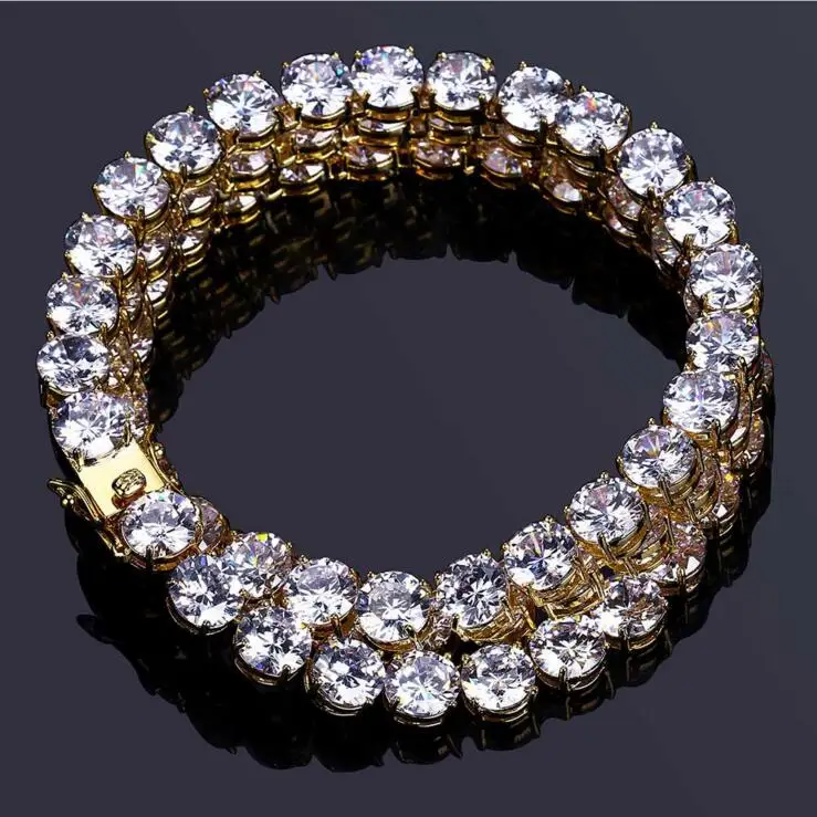 

8mm big White bling cubic zirconia wedding engagement gift for men prong setting tennis chain mens hiphop big stone bracelet