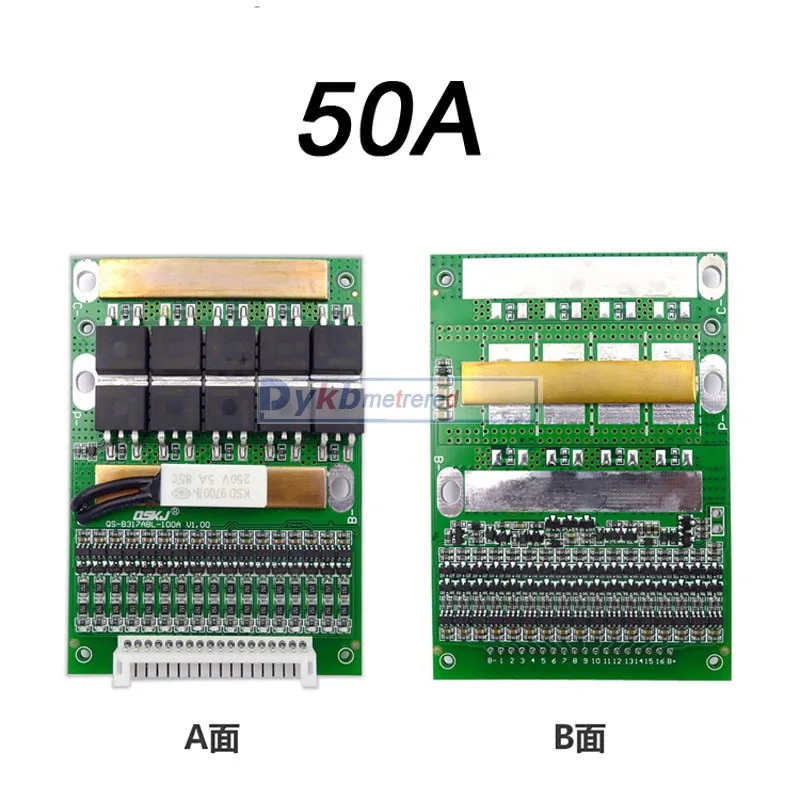 DYKB 6 S-17 S 50A 80A 120A w/баланс BMS LiFePO4 литий-ионный аккумулятор защита плата 24 в 36 в 48 в 60 в 7S 8S 10S 12S 13S 14S 16S