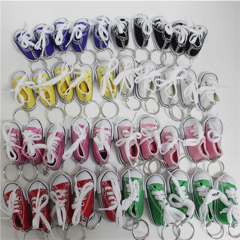 100 шт/партия Мини Hi Top парусиновые кроссовки теннисные брелоки с бутсами спортивная обувь кукла для ключей брелок для ключей милые подарки обувь брелок