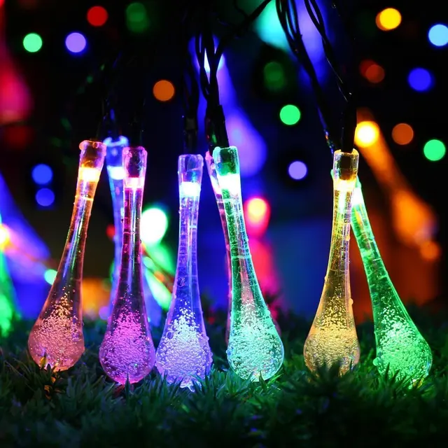 LED Solar Powered String Lights 7M 20LED Water Drop Fairy