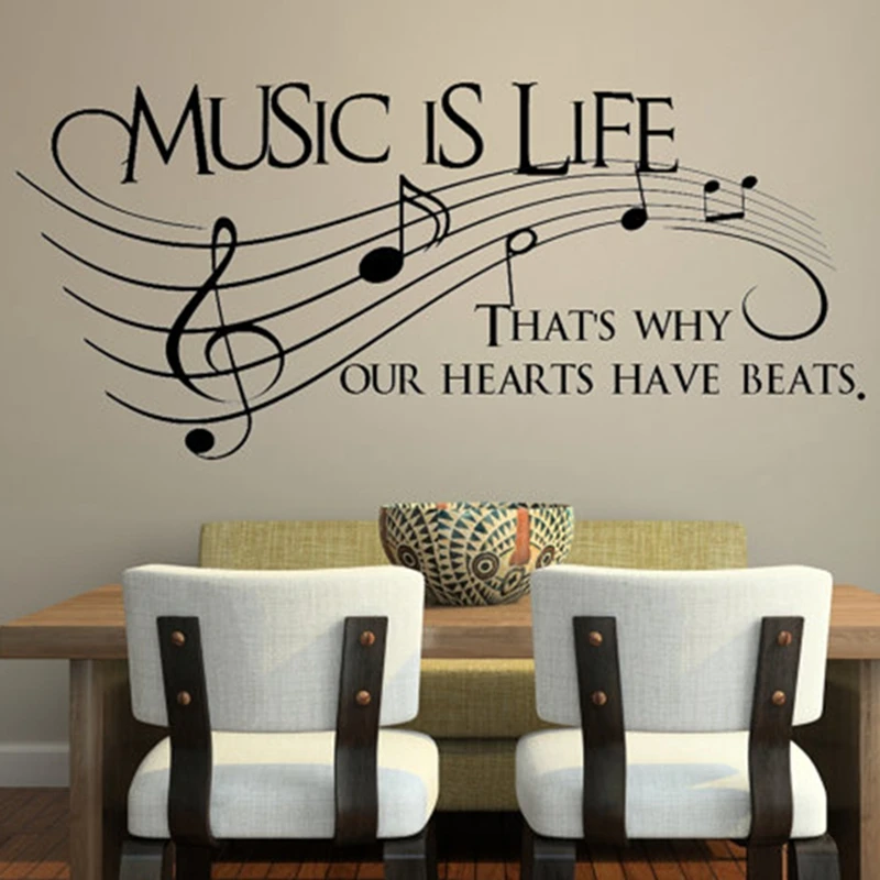 

Music is life.. That's why our hearts have beats - Vinyl Wall Decal Sticker Music , musical wall art decoration free shipping