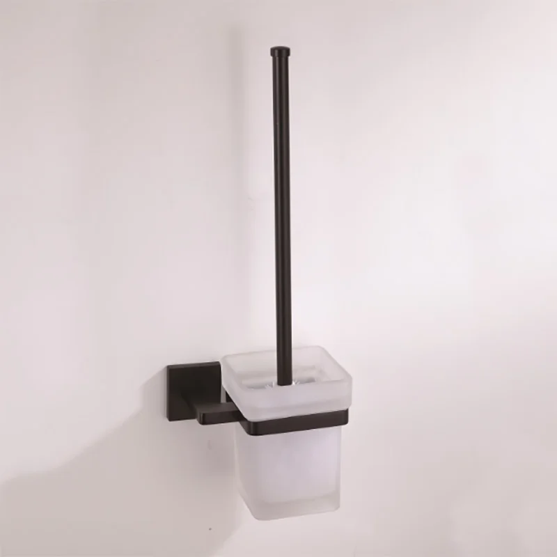 Black Brush Holder Set Antique Brass Wall Mount Porcelain Toilet WC