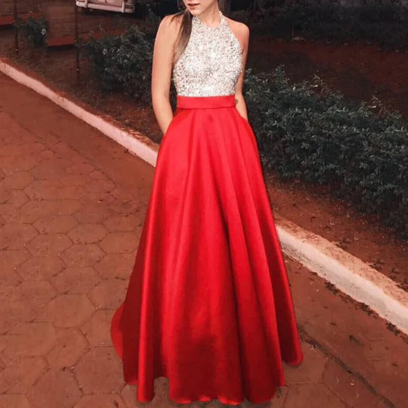 

Sexy Womens Shiny Silver Sequins Splicing Long Formal Party Evening Maxi Dress