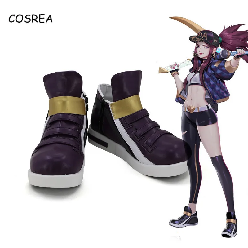 Обувь Lol для косплея KDA Akali на плоской подошве женская обувь кожаная девочек K/DA