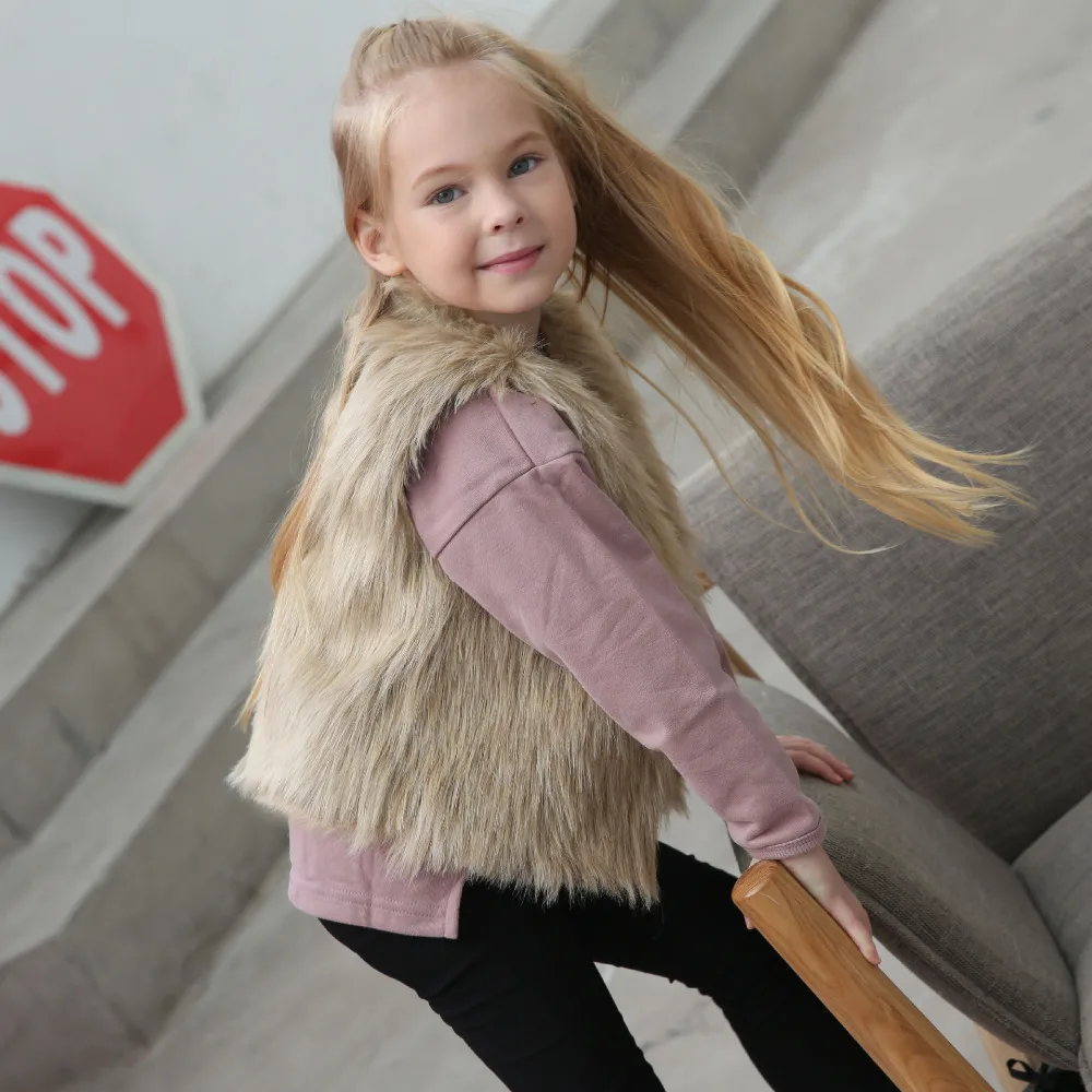 Cabolsa de Pele do Falso Colete para Menina Outwear do Bebê Menina Colete Outono Inverno Roupas Infantis Meninas Gilet Bodywarmer hh 10 High Quality Mamãe e Bebê