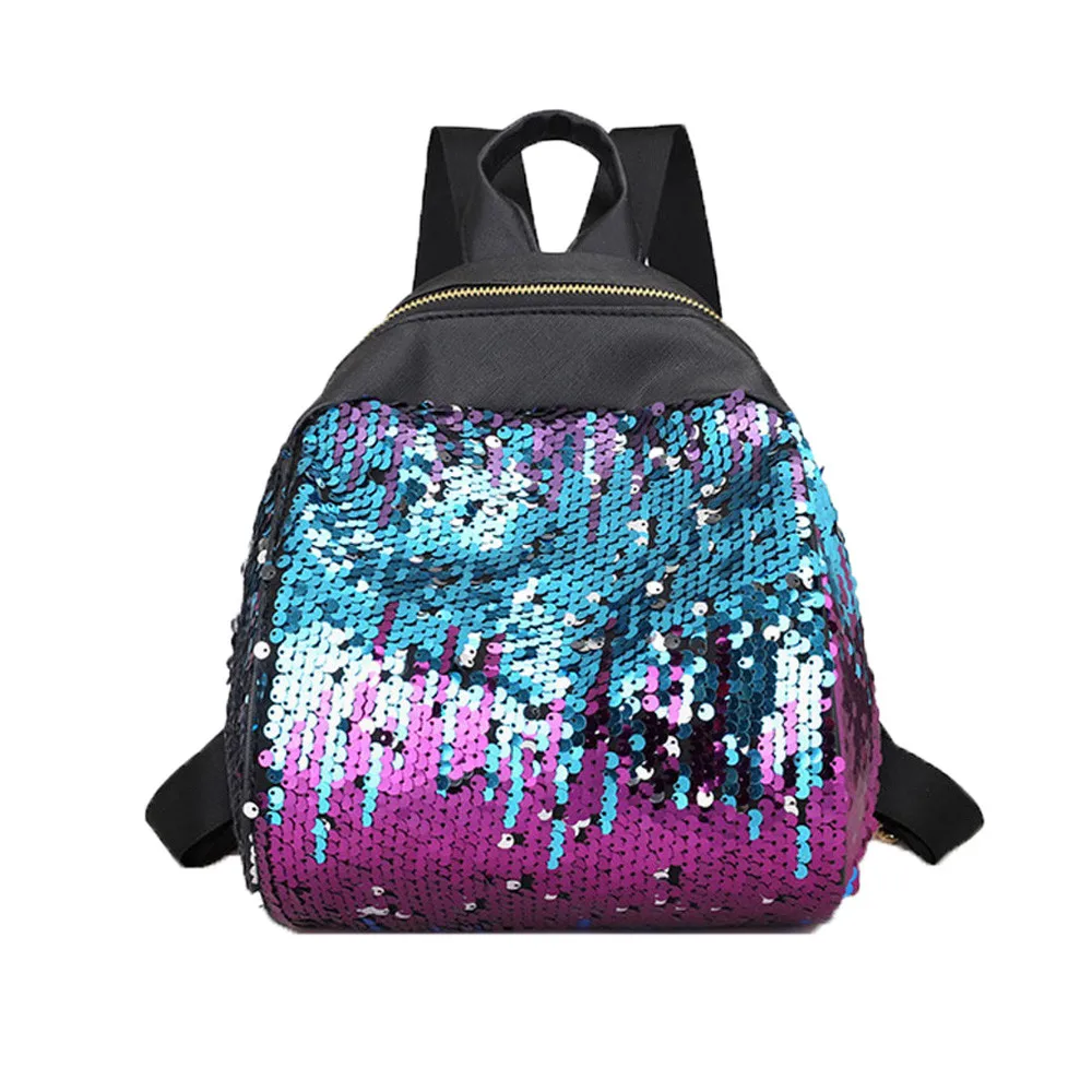 

Women Backpack Girl Travel Rucksack Shoulder Shiny Sequins School Bags for Teenage Girls Shoulder leather Daypack Satchel#L5%