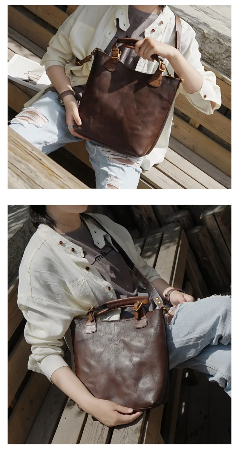 AETOO ручной работы модная сумка на плечо, Дамская крашенная коровья композитная сумка, Винтажная сумочка