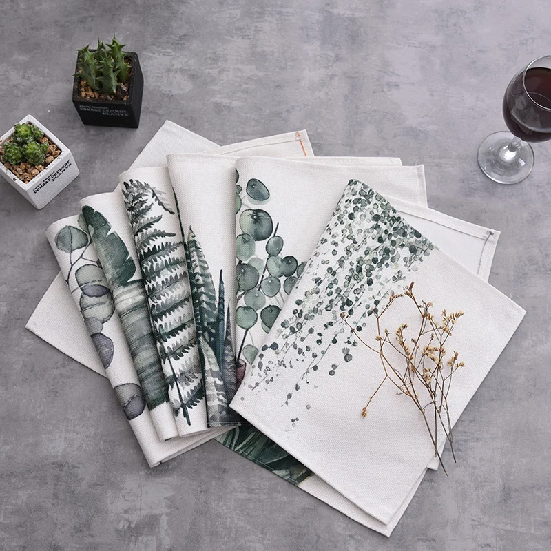 

Creative Cloth Linen Placemat Plant Printed Dining Table Mat Heat Insulation Non Slip Placemats Coaster Home Decoration 1PCS