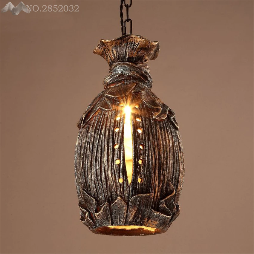 JW_Nordic Retro Creative Resin LED Pendant Lights Bottle Resin Hanging