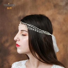 TOPQUEEN HP28 ручной работы винтажная Свадебная лоза повязки на голову свадебные аксессуары для волос жемчуг несколько объемных плетение тиара