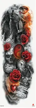 

Full Arm Tatoo Sticker Fake Tattoo Clock Eye Rose Skull Head Wolf Waterproof Temporary Flash Tatto Stickers Dleeve for Men Women