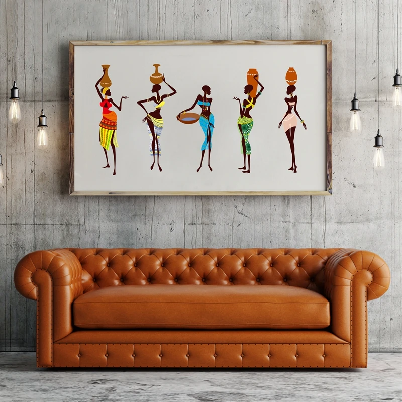 Африканские женщины в традиционном Платье картины холст плакат, абстрактные африканские Черные Женщины Печать традиционное украшение