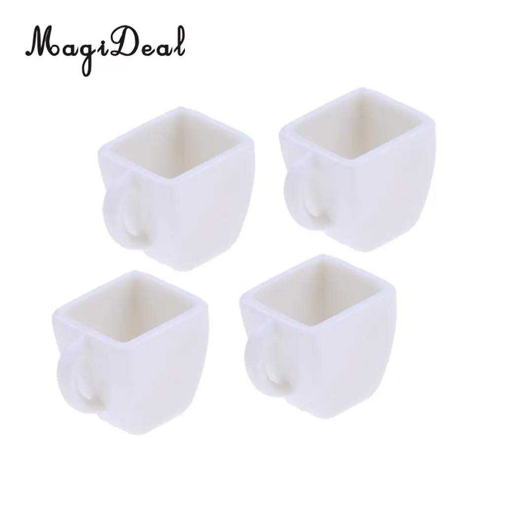 4Pcs 1/12 Miniature Milk Tea Coffee Wine Cups Mugs Dollhouse Tableware for Dollhouse Restaureant Living Room Furniture Decor