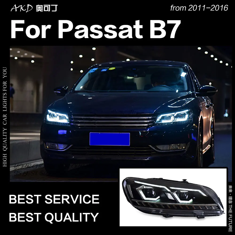  AKD Car Styling for VW Passat B7 Headlights 2011-2016 LED Headlight DRL Hid Head Lamp Bi Xenon Proj - 33003847752