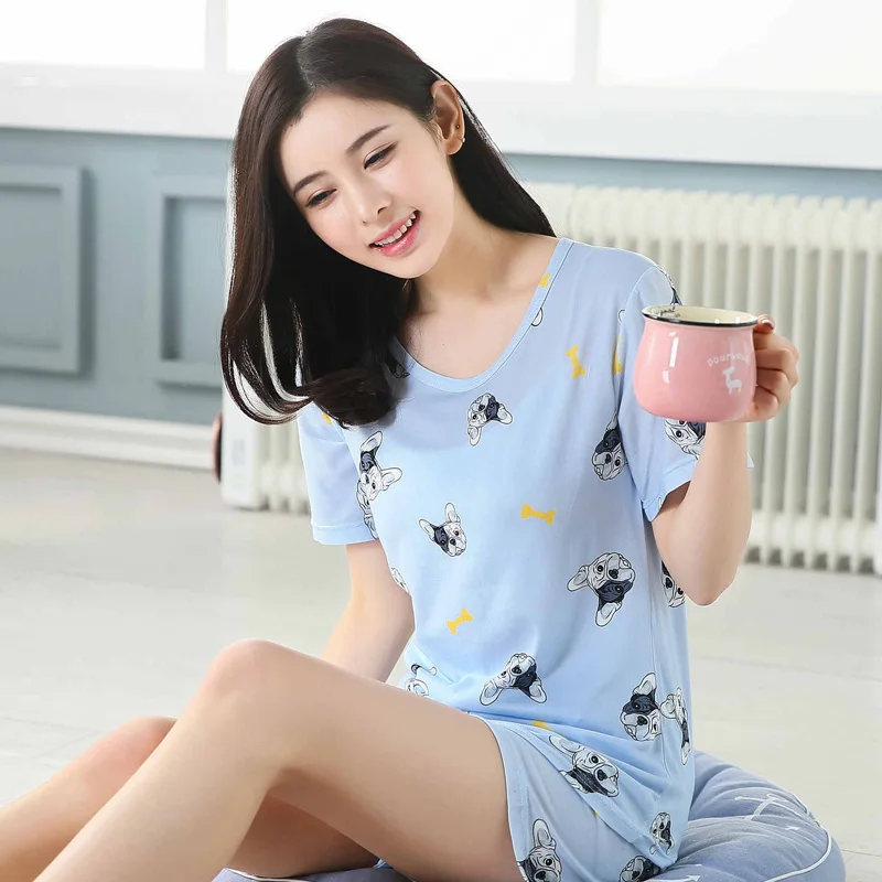 Good Quality Sheep Cartoon Cute Ladies Summer Sleepwear Women Pyjamas Pajamas Shorts Pajamas For
