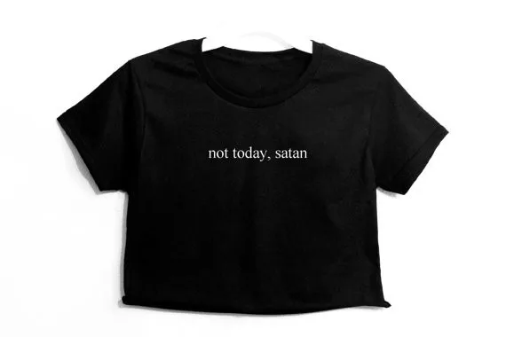 

Sugarbaby not today, satan Graphic Print Women's Cropped T shirt Short Sleeve Fashion Casual Tops Tumblr T shirt Short Sleeve