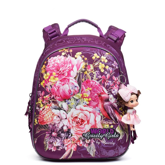 Гризли школьные сумки для девочек мультфильм Кот геометрический цветочный принт детские школьные рюкзаки нейлон водонепроницаемый ортопедический рюкзак