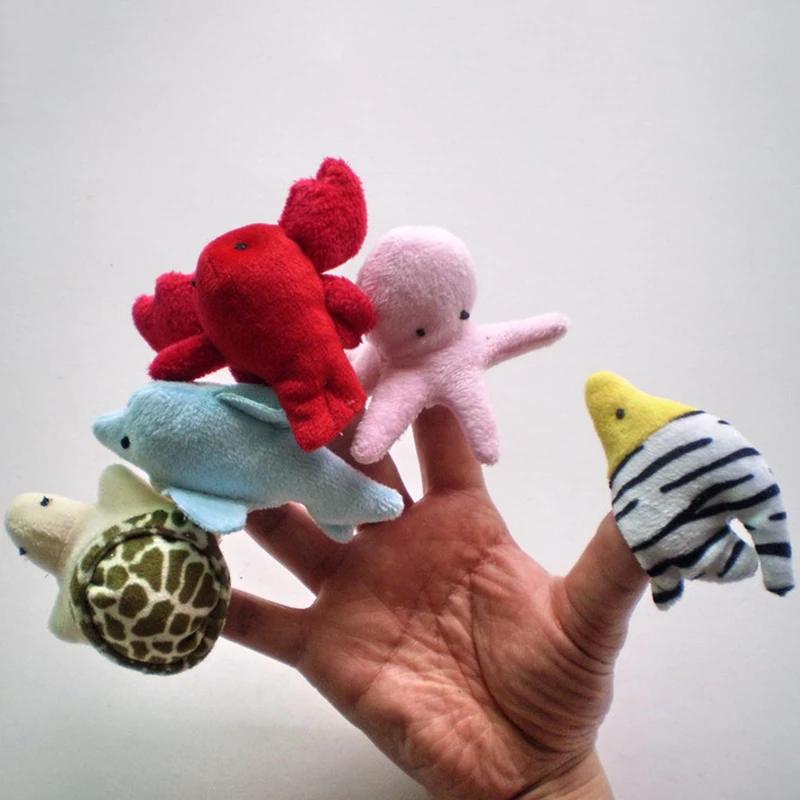 

1PCS Cartoon Aquatic Creatures Animal Velvet Finger Puppet Finger Toy Finger Doll Baby Cloth Educational Hand Toy Story DSP04