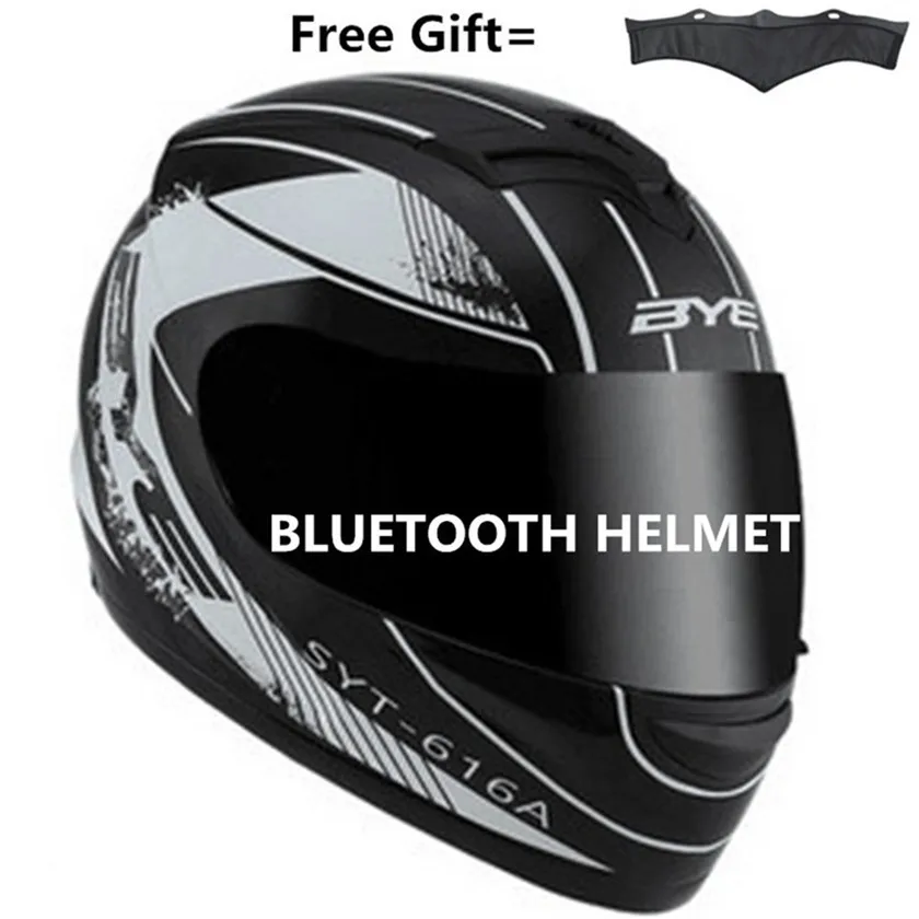 Унисекс-взрослый анфас стиль Bluetooth интегрированный мотоциклетный шлем с графикой(матовый черный, маленький - Цвет: dark lens