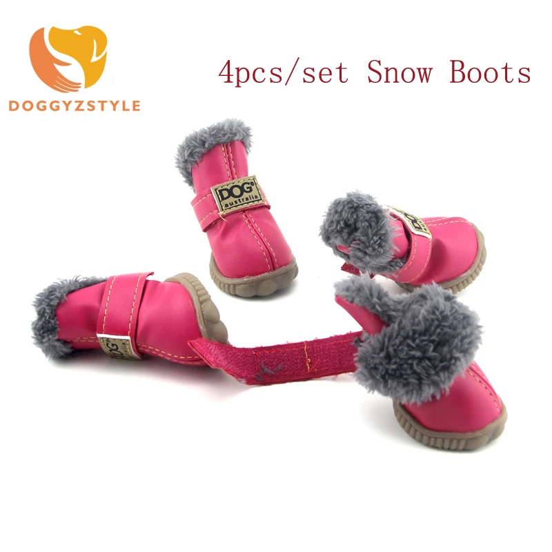 Fashion Dogs Winter Snow Boots Leather Dog Shoes For Chihuahua