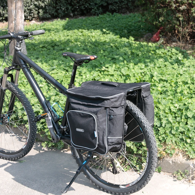 Flash Deal ROSWHEEL Bicycle Carrier Bag 30L Rear Rack Trunk Bike Luggage Back Seat Pannier Two Double Bags Outdoor Cycling Saddle Storage 1 5