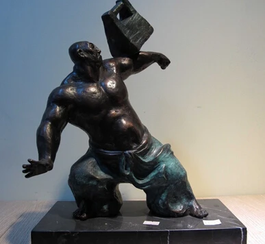 

bi003712 Western Art Deco Bronze Figurine Crafts Man Marble Base Statue Figure Sculpture