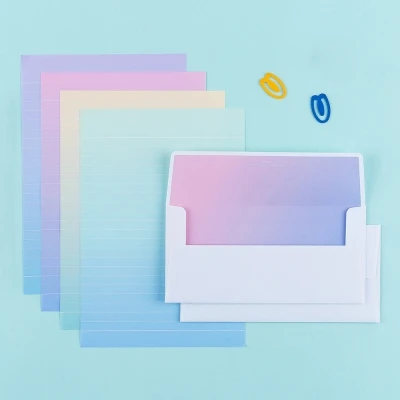 

4set Gradient Envelopes Colored Cute Writing Paper Letter Set For Color Postcards Wedding Invitation Letter Cover Kids Gift