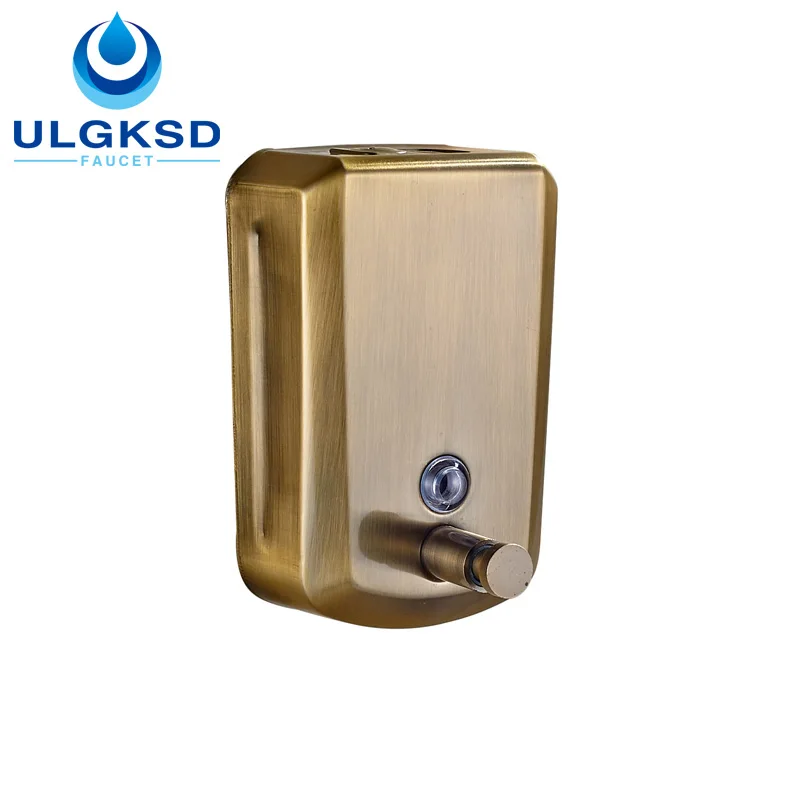 

ULGKSD Free Shipping Bathroom Wall Mounted Liquid Soap Dispensers Antique Brass Finish with 800ml Capacity