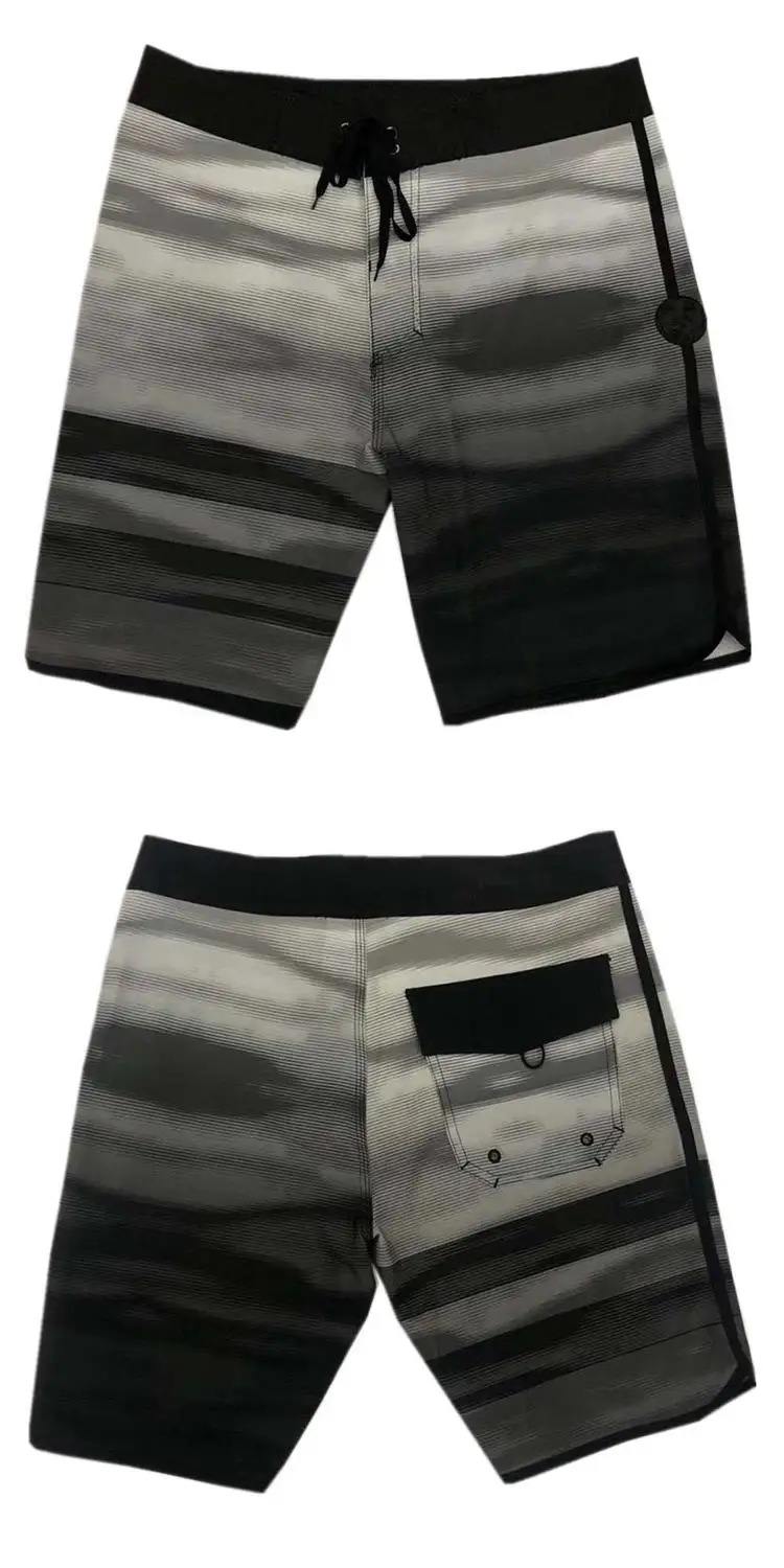 Новинка, 4-полосные эластичные пляжные шорты для мужчин, быстросохнущие водонепроницаемые пляжные шорты из спандекса, бермуды, мужские повседневные шорты - Цвет: Темно-серый