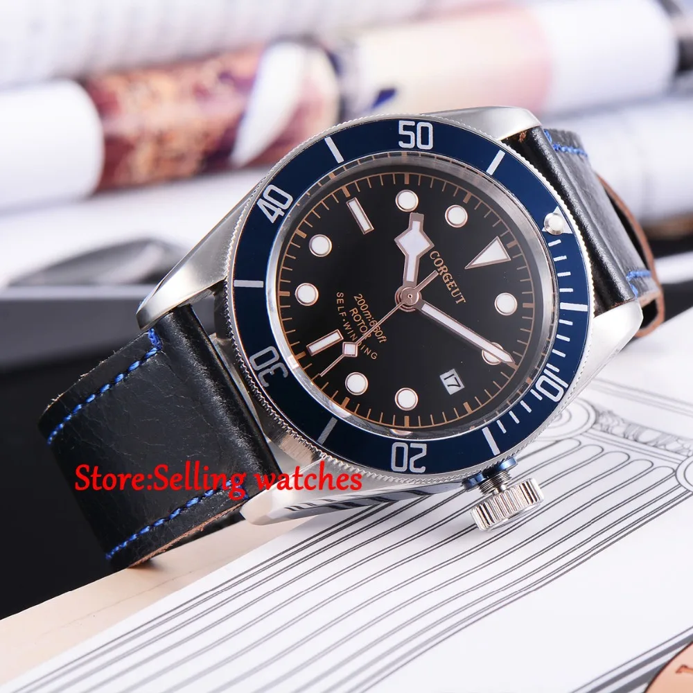 41 мм corgeut черный циферблат сапфировое Стекло Miyota автоматические мужские часы C03