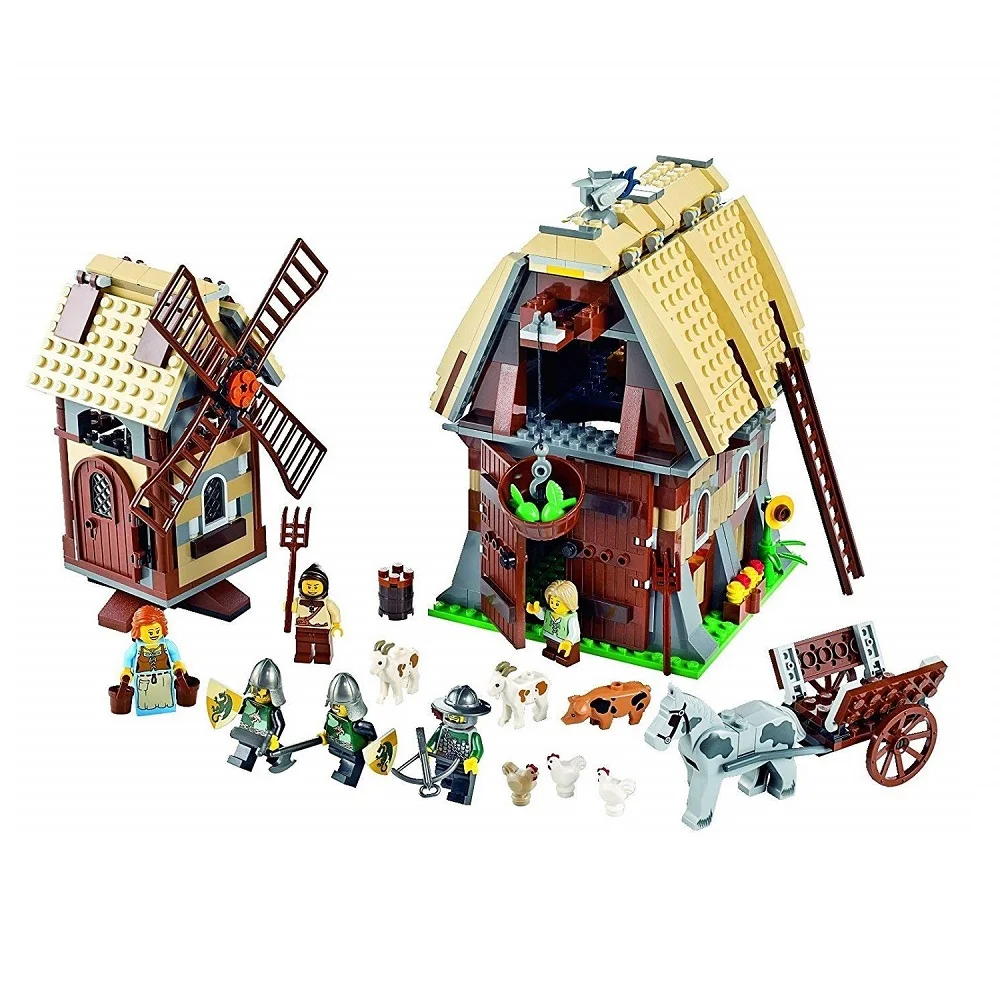 

742PCS Mill Village Raid Compatible Legoes Castle 7189 Bricks Building Blocks Model toys for Childrens Kids Gift